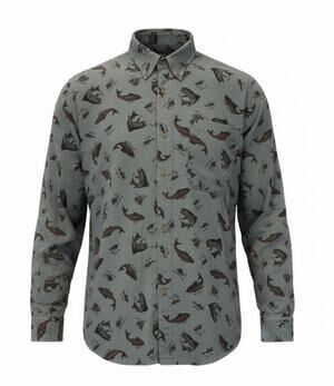 High Sierra Y2K Men’s Shirt Fly Fishing Outdoors All Over Print Button Up | L